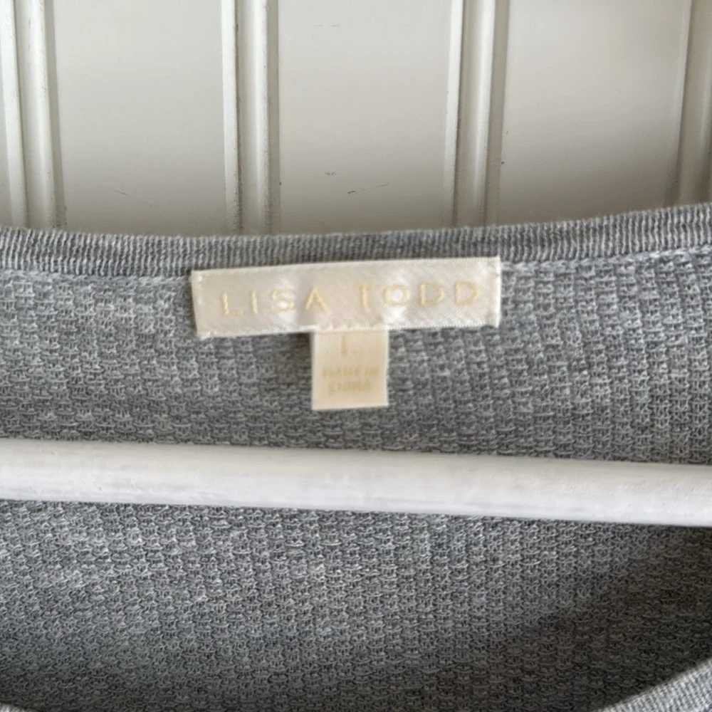 Lisa Todd Gray Long Sleeve Cotton Linen Blend Light Knit Sweater - Neon - Picture 5 of 7